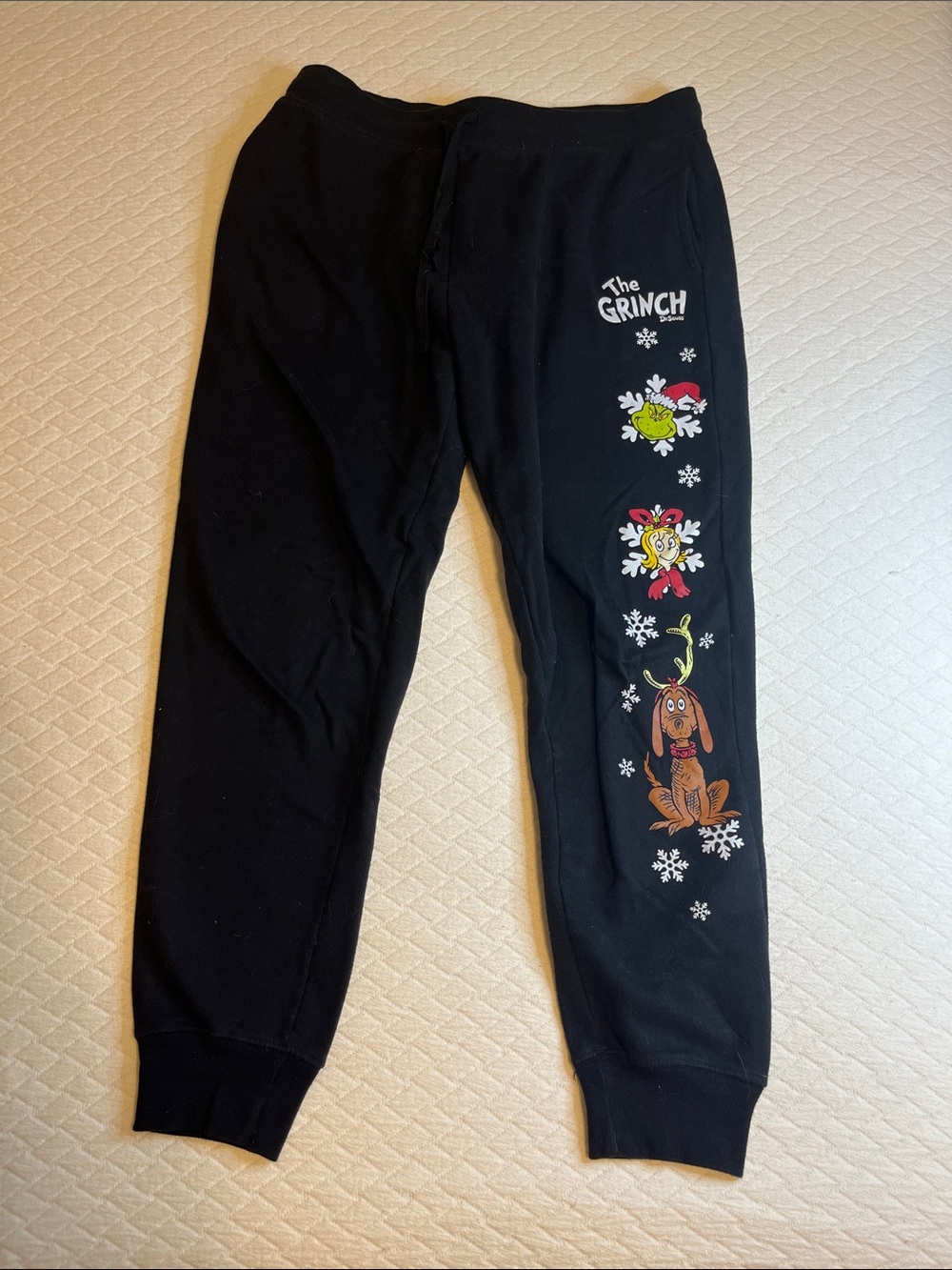 The Grinch Black Kids Joggers with Holiday Character Print, L (11-13)